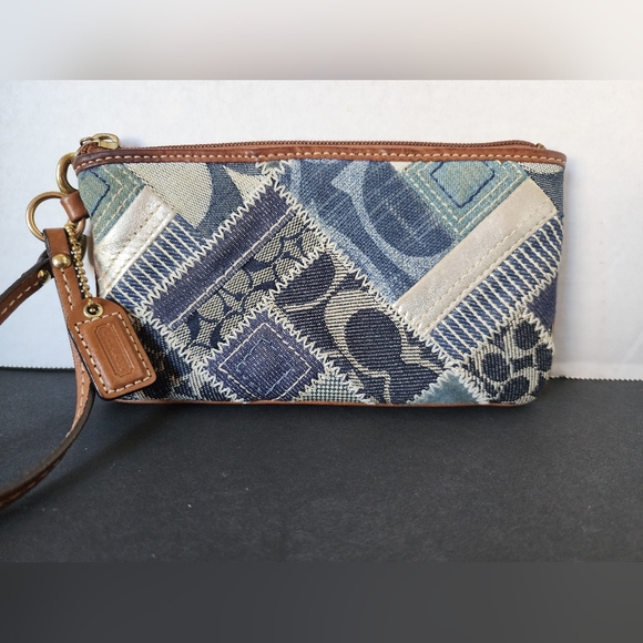 Coach Y2K Denim Patchwork Wristlet, EUC - Picture 1 of 8